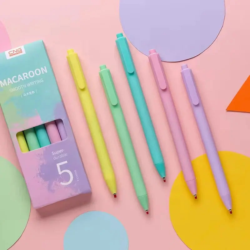Macaron Pastel Gel Pens Smooth Writing Aesthetic Pen Set (5 Colors) Sparkels  Sparkels