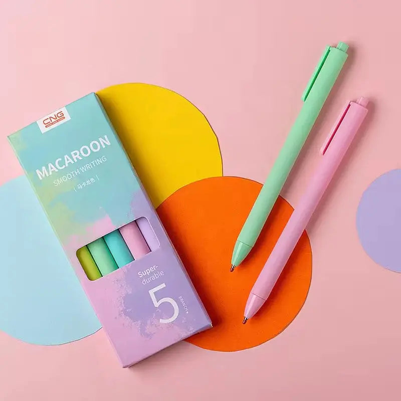 Macaron Pastel Gel Pens Smooth Writing Aesthetic Pen Set (5 Colors) Sparkels  Sparkels