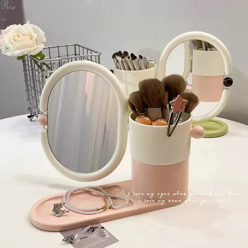 Vanity Mirror Organizer 360° Rotating Makeup Holder with Storage Tray Sparkels  Sparkels