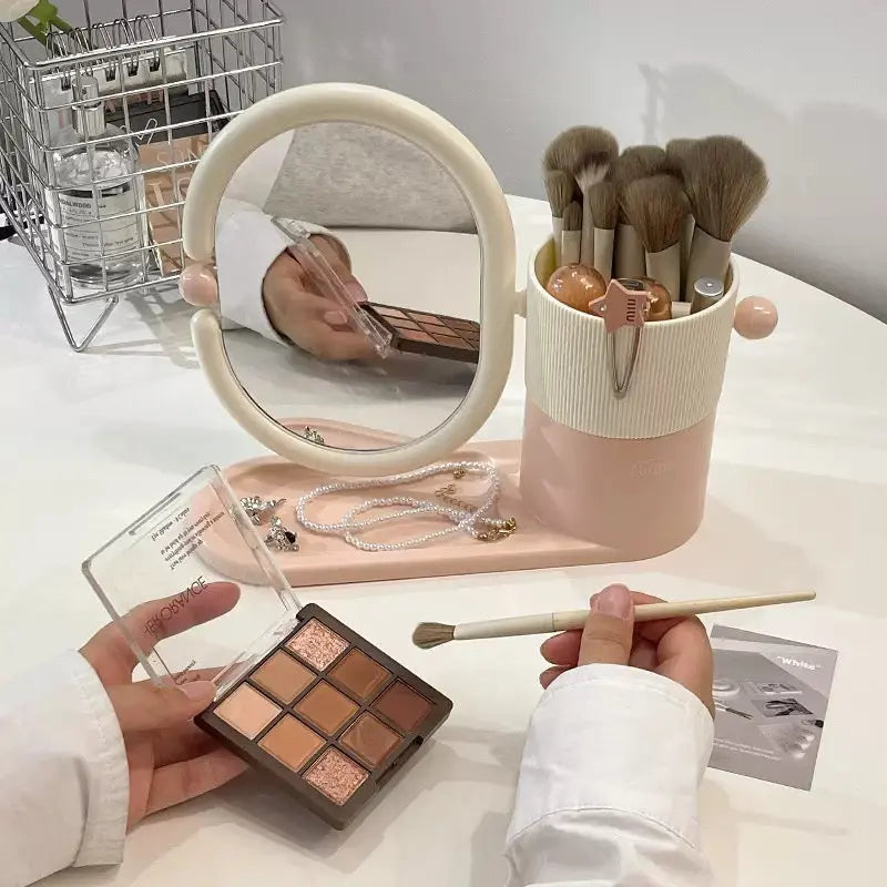 Vanity Mirror Organizer 360° Rotating Makeup Holder with Storage Tray Sparkels  Sparkels