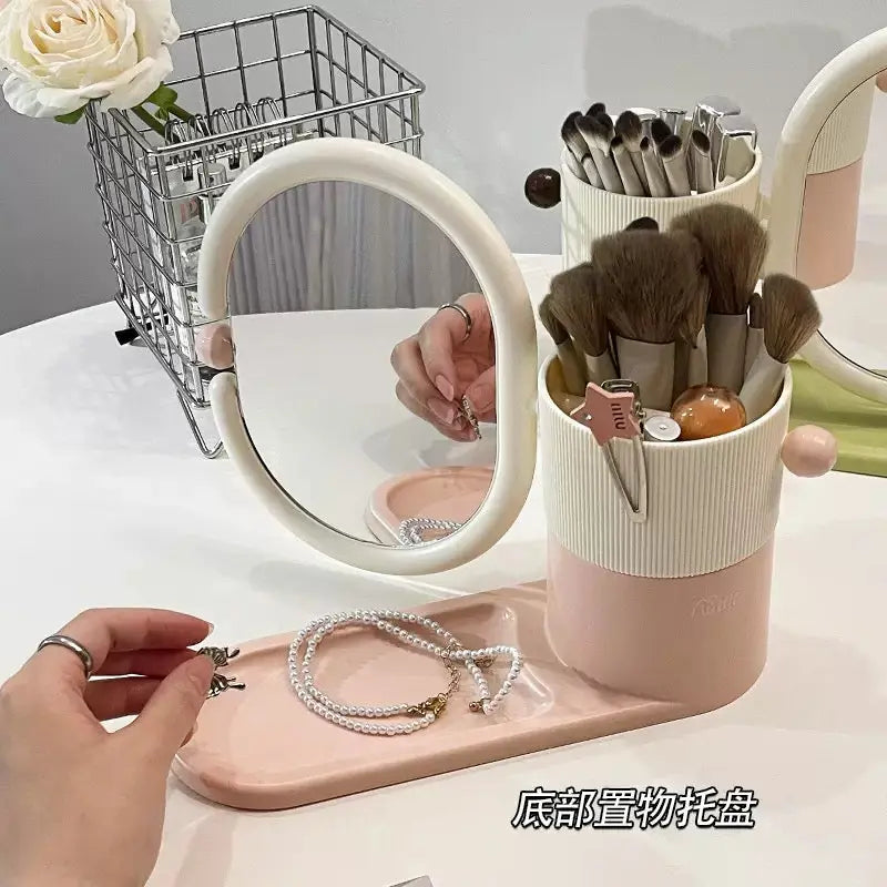 Vanity Mirror Organizer 360° Rotating Makeup Holder with Storage Tray Sparkels  Sparkels