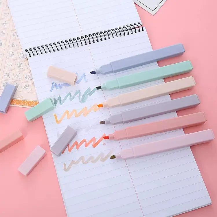Pastel Highlighter Set Soft Color Aesthetic Markers (6 Pack Mild Colors) Sparkels  Sparkels