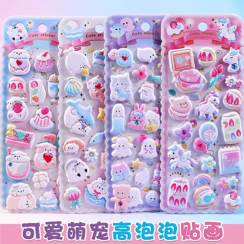 Pack Of 4 Kawaii Puffy Sticker Set 3D Cute Bubble Stickers Sparkels  Sparkels