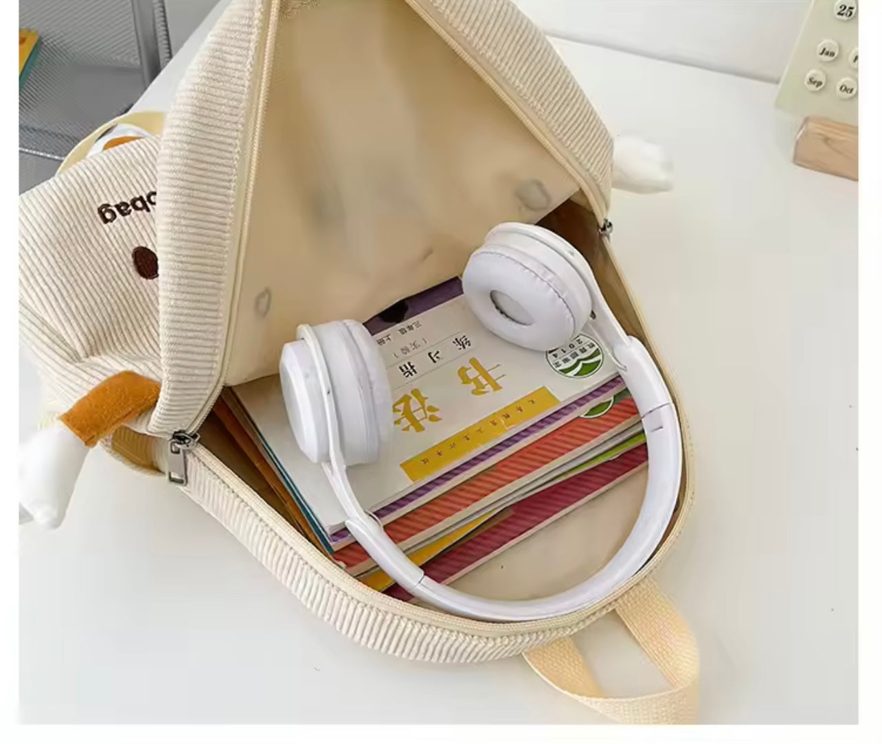 Cookie Style Corduroy Backpack Minimalist School Bag for Girls & College Students