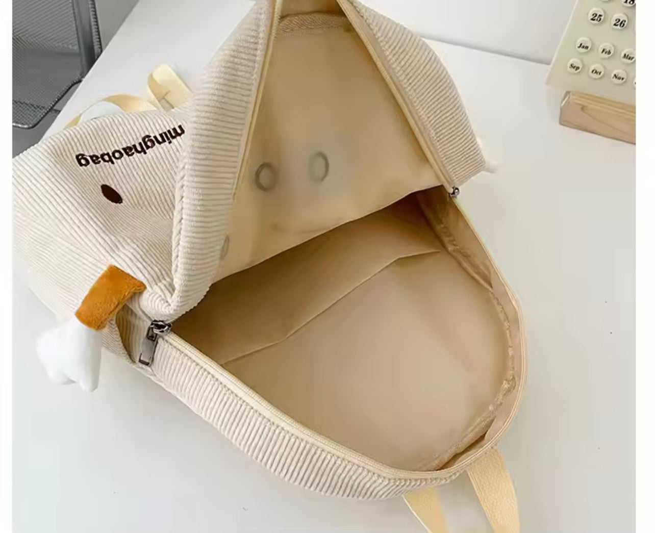Cookie Style Corduroy Backpack Minimalist School Bag for Girls & College Students