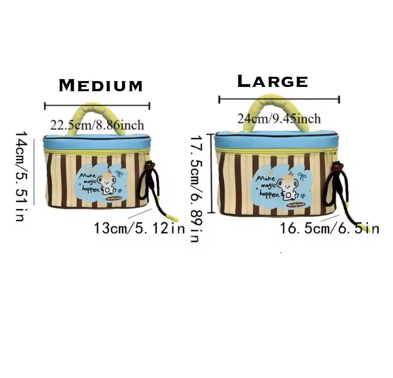 Cartoon Puppy Makeup & Lunch Bag Cute Square Zipper Cosmetic Case