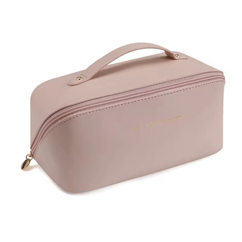 PU Leather Waterproof Cosmetic Bag Portable Zipper Toiletry & Makeup Organizer