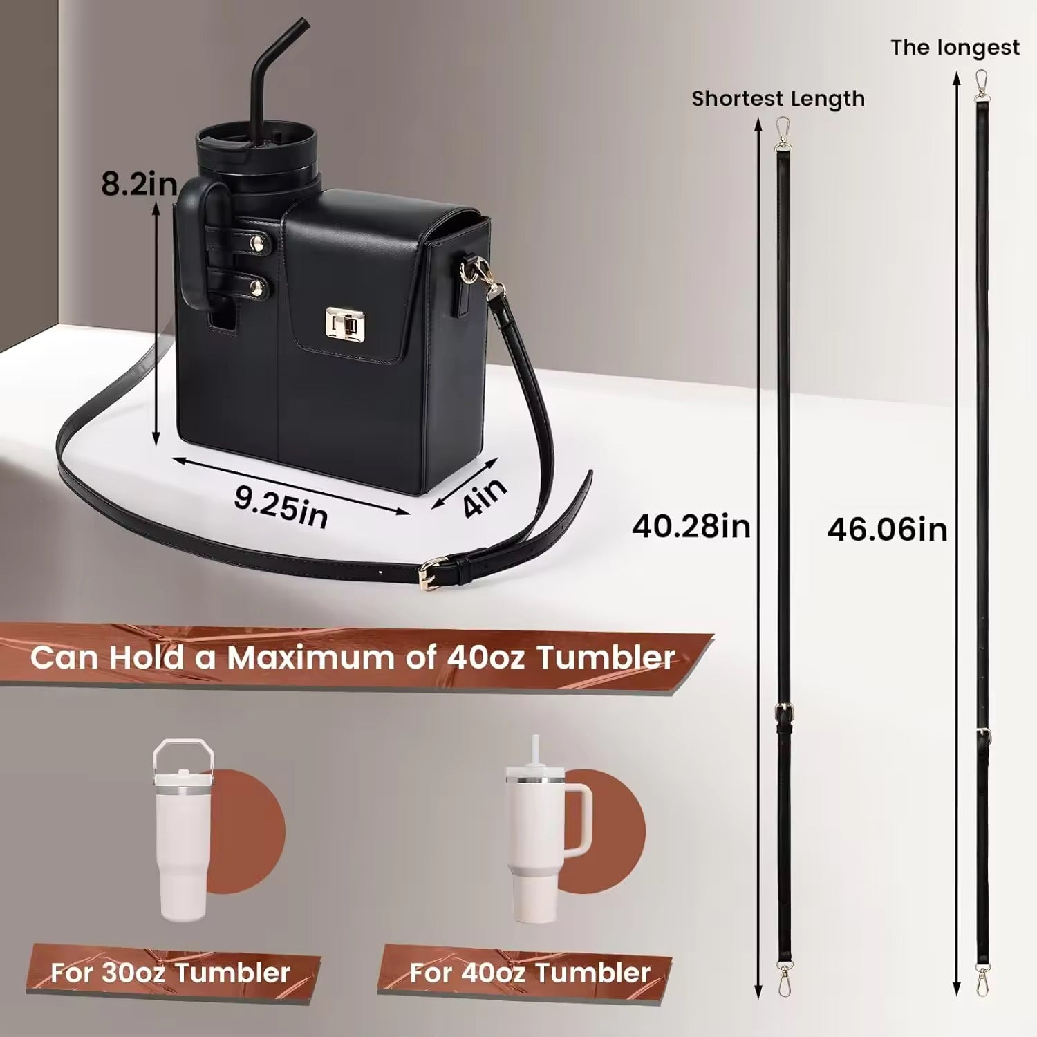 Water Bottle Carrier with Strap 40oz Tumbler Crossbody Outdoor Water Cup Holder