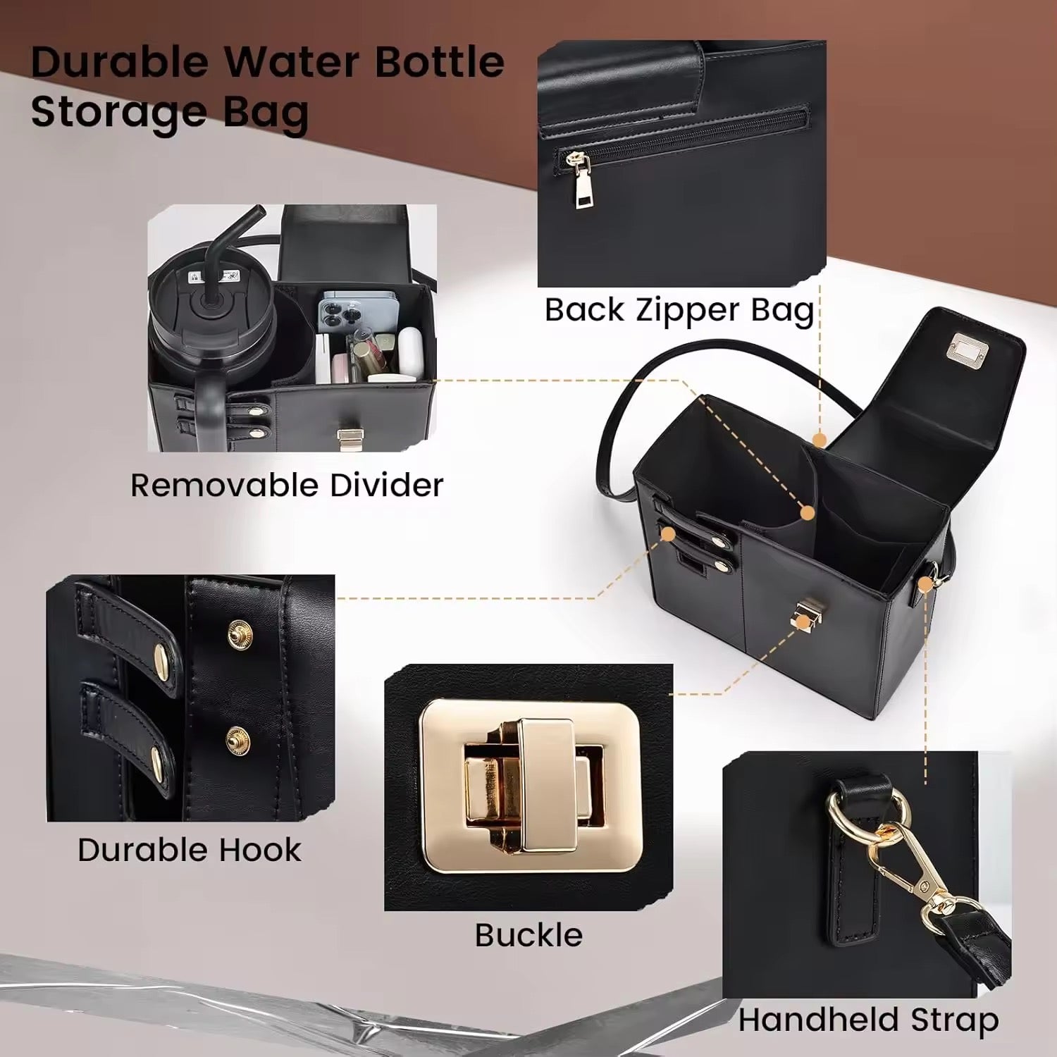 Water Bottle Carrier with Strap 40oz Tumbler Crossbody Outdoor Water Cup Holder
