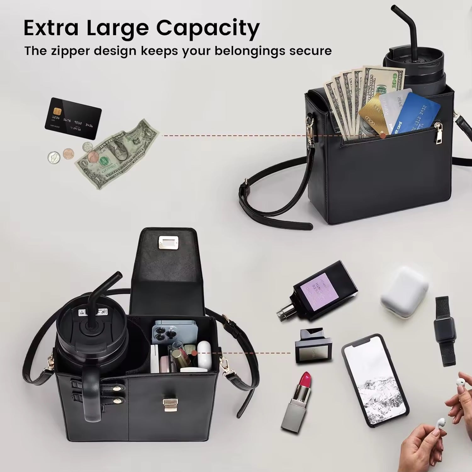 Water Bottle Carrier with Strap 40oz Tumbler Crossbody Outdoor Water Cup Holder