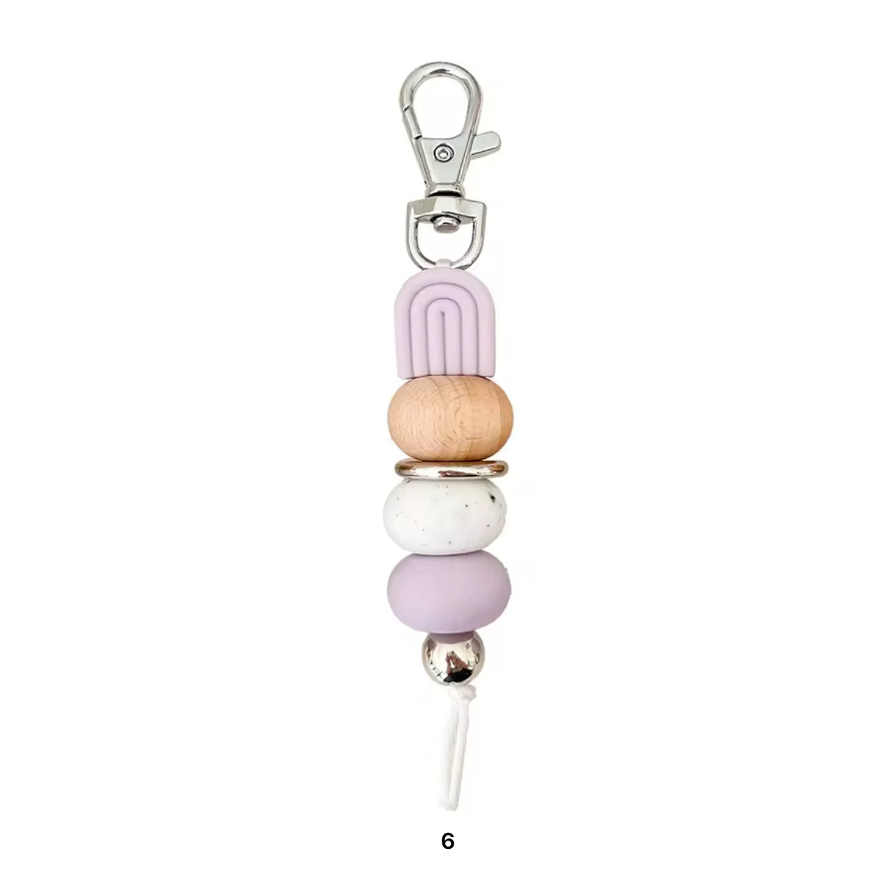 Handmade Beaded Keychain with Wooden & Silicone Beads