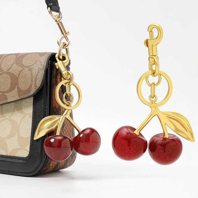 Crystal Cherry Keychain Red & Pink Summer Fruit Pendant for Bags, Keys & Gifts