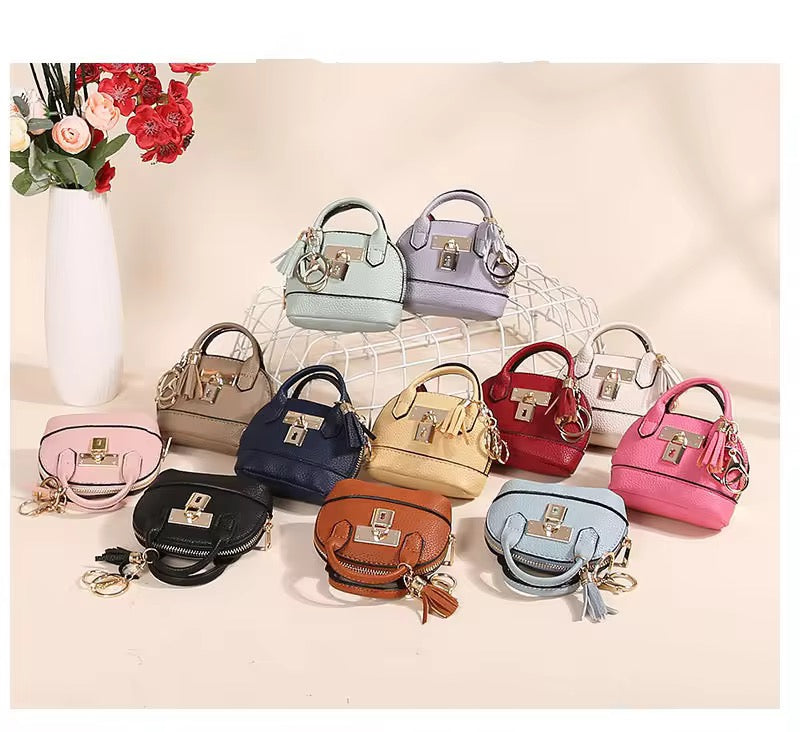 Luxury Mini Leather Coin Purse Keychain Cute Wallet Key Holder & Car Key Bag Charm