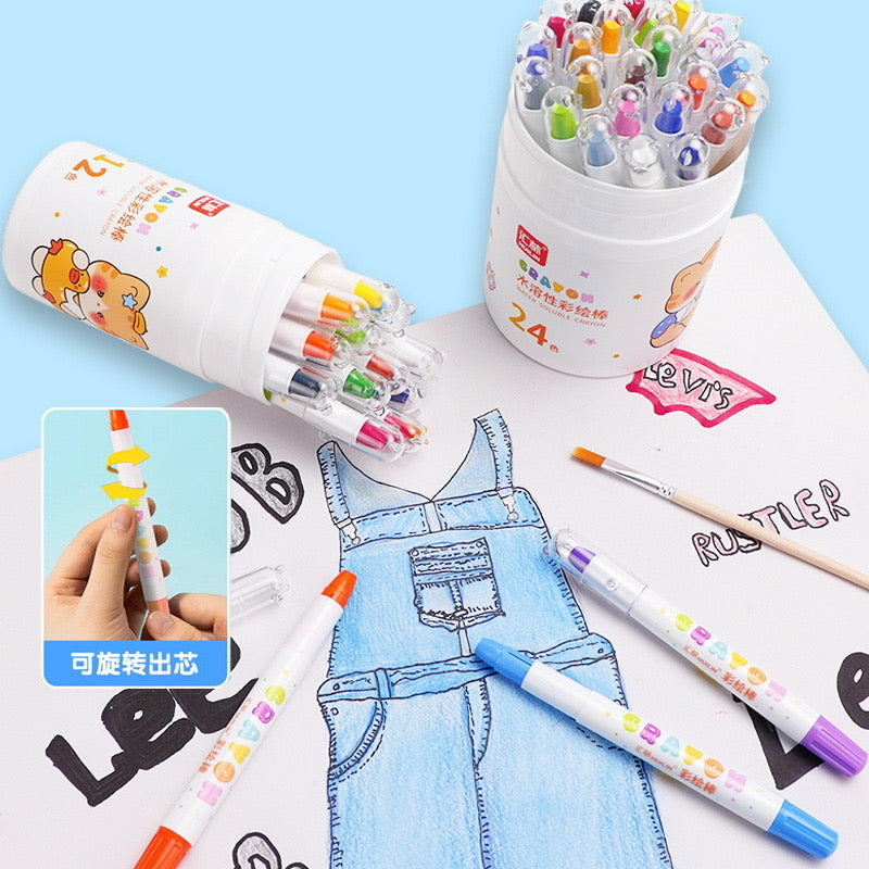 Washable Oil Painting Crayon Stick Set 12/24/36/48 Colors Safe No-Mess Kids Art Crayons