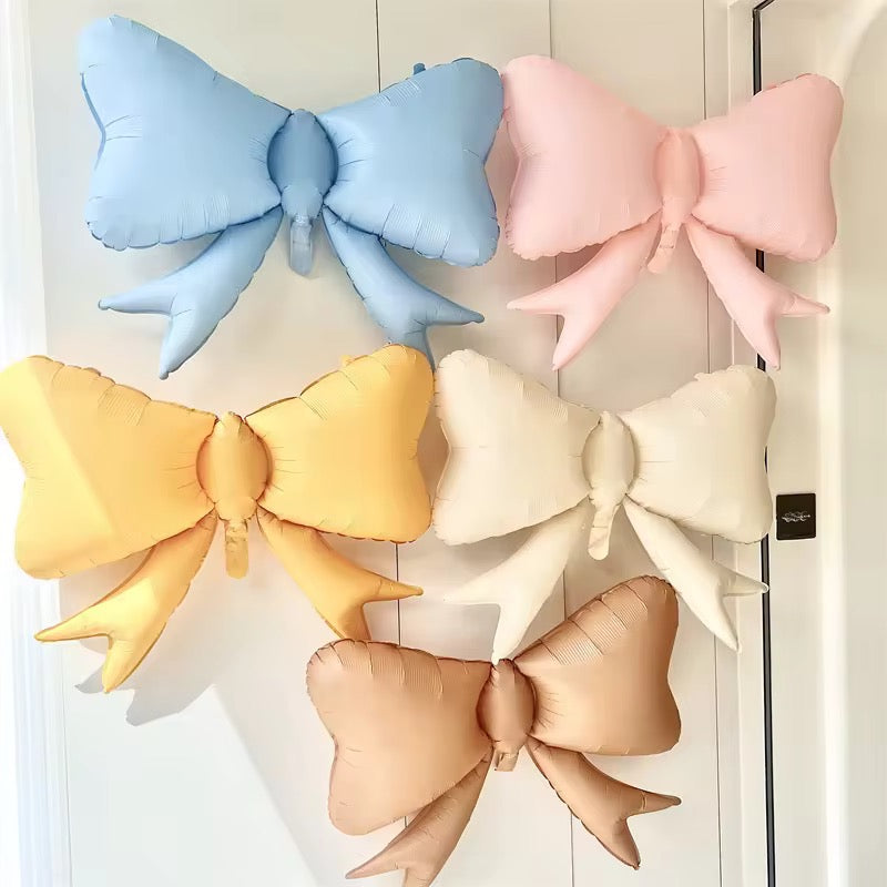 Pastel Bow Mylar Balloons Mylar Matte Bowtie Globos for Girl Baby Shower & Birthday Party Decoration