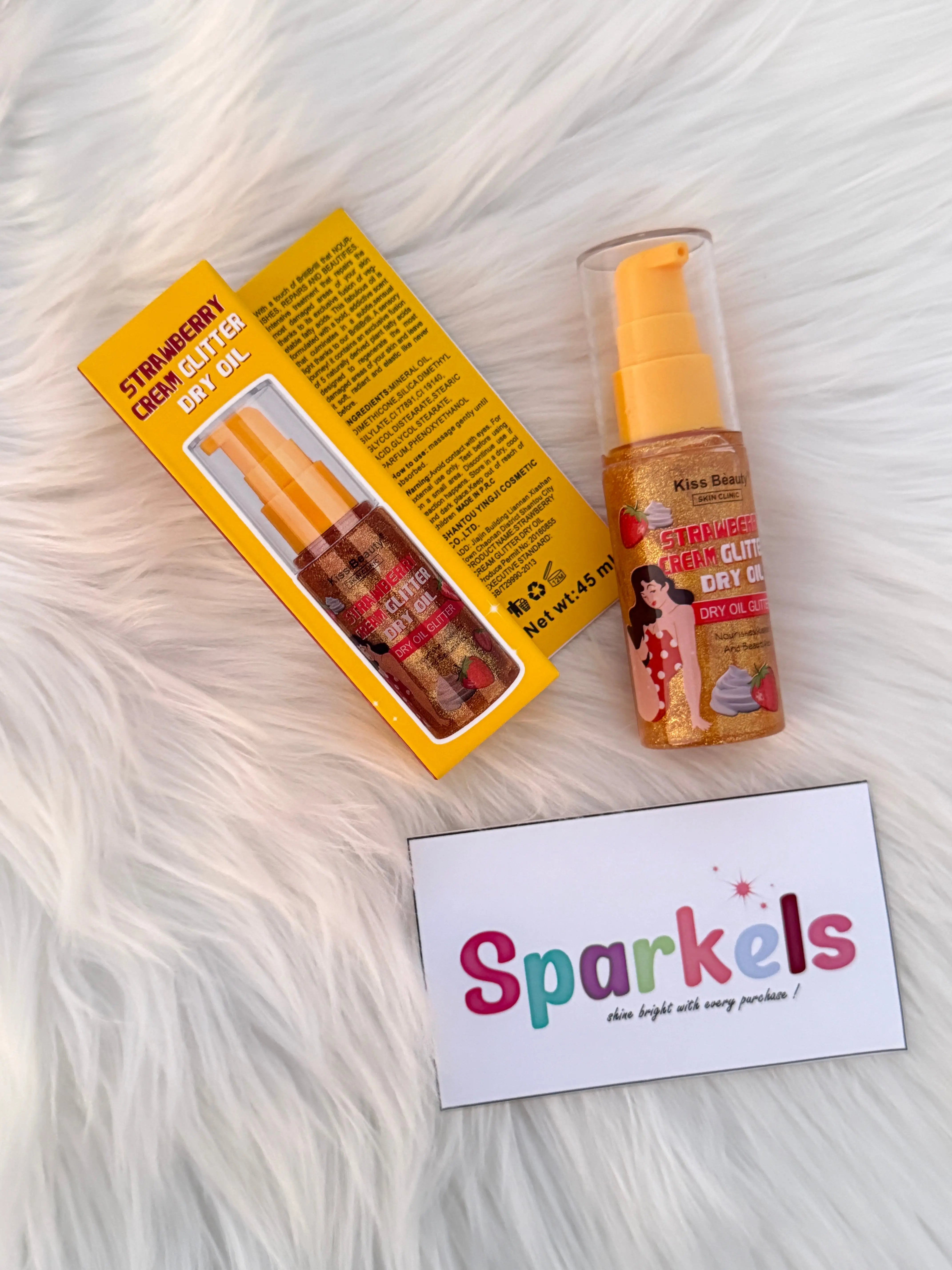 Kiss Beauty Glitter Dry Oil – Coconut, Strawberry, Peach (Shimmer Body Oil) Sparkels 1165.00 Sparkels