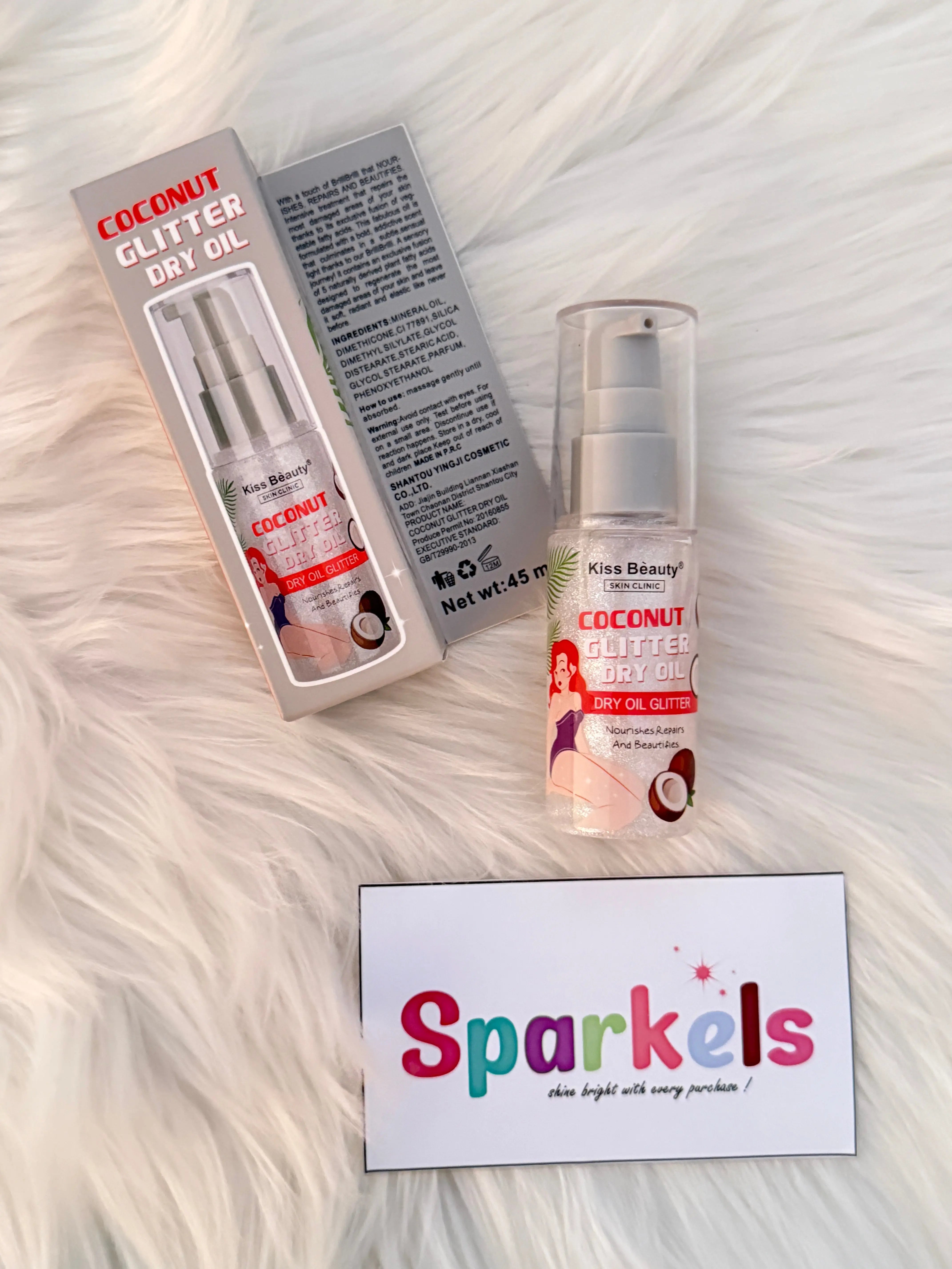 Kiss Beauty Glitter Dry Oil – Coconut, Strawberry, Peach (Shimmer Body Oil) Sparkels 1165.00 Sparkels