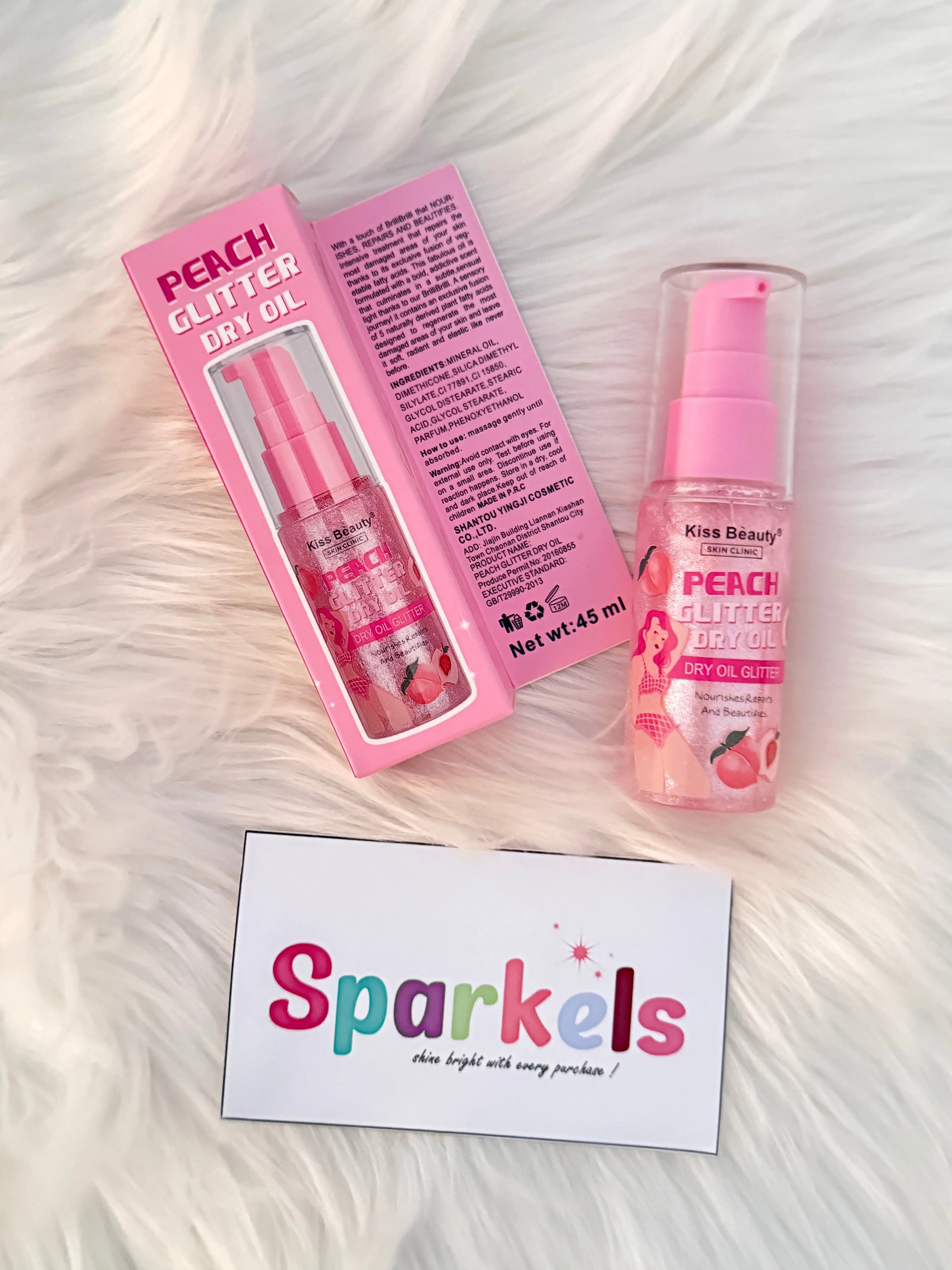 Kiss Beauty Glitter Dry Oil – Coconut, Strawberry, Peach (Shimmer Body Oil) Sparkels 1165.00 Sparkels