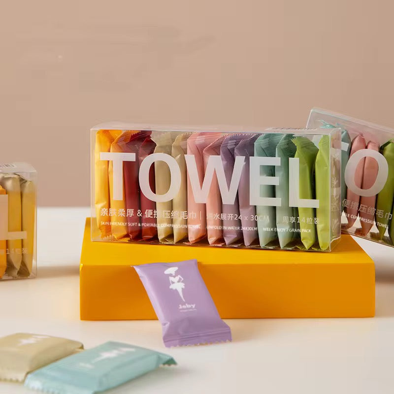 14pcs Disposable Compressed Washcloths  Portable Thickened Face Towels for Travel & Beauty Use