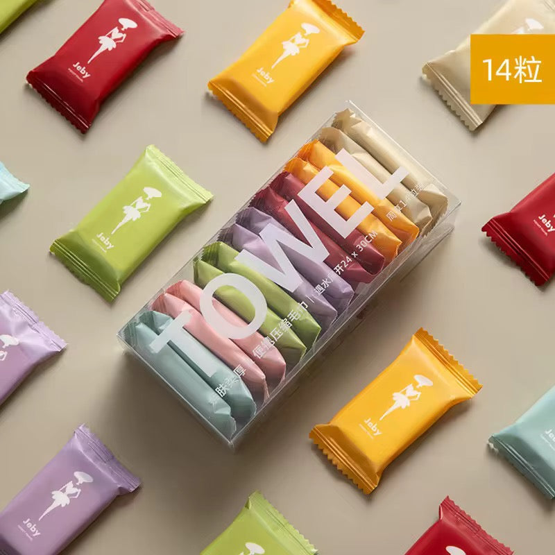 14pcs Disposable Compressed Washcloths  Portable Thickened Face Towels for Travel & Beauty Use