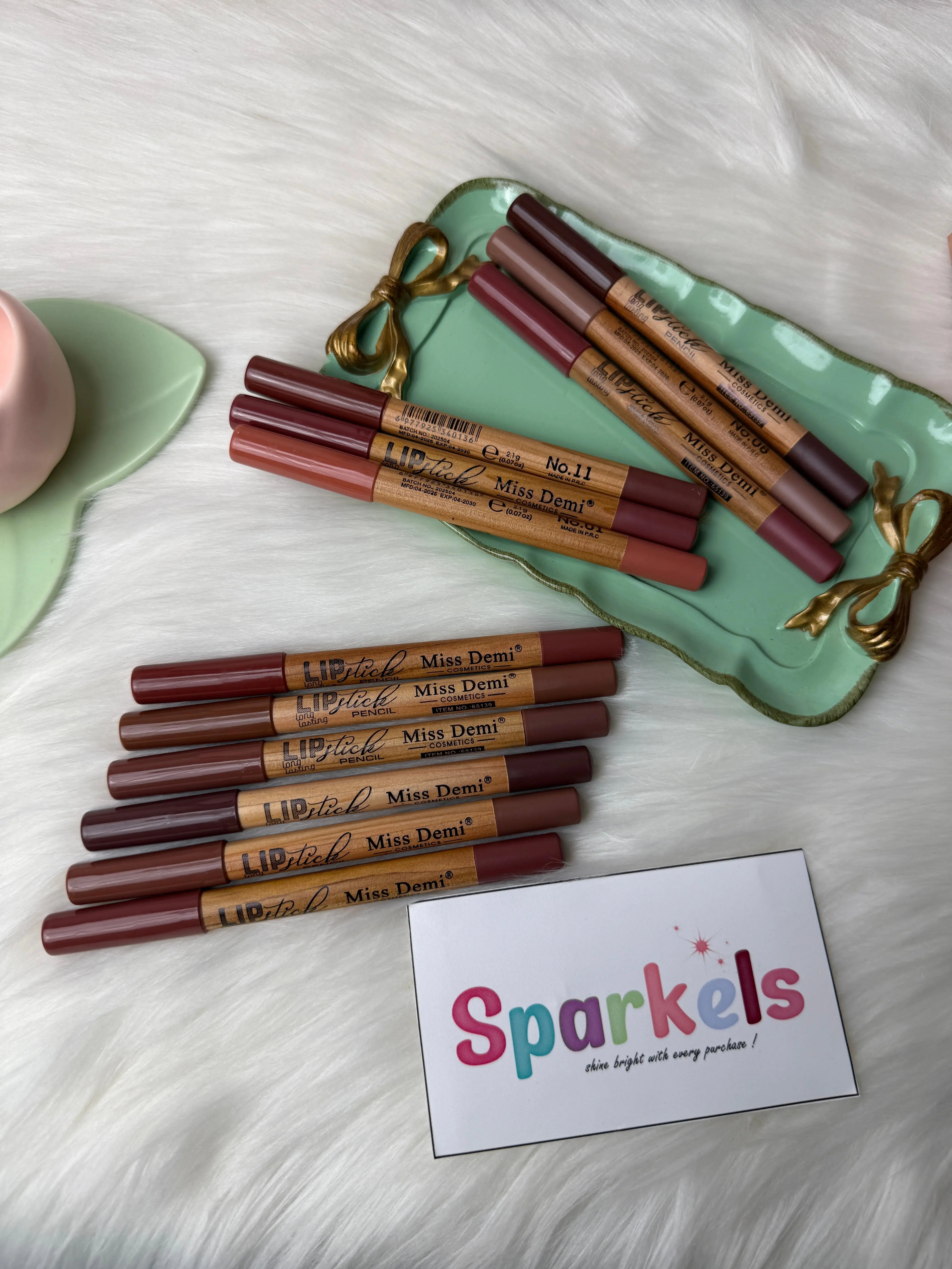 Miss Demi Lipstick Pencil Matte Long-Lasting Lip Crayon (Multiple Shades) Sparkels  Sparkels