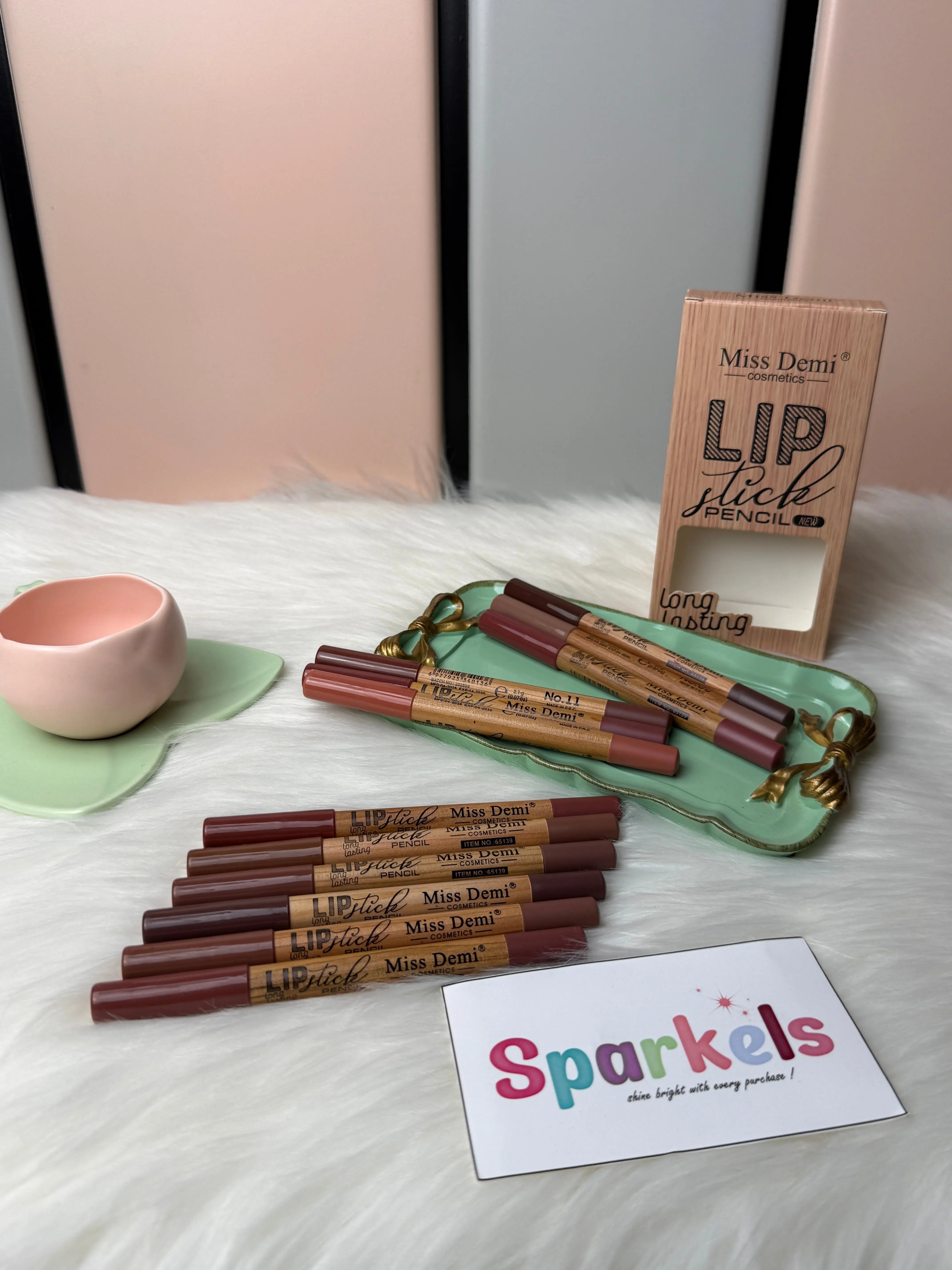 Miss Demi Lipstick Pencil Matte Long-Lasting Lip Crayon (Multiple Shades) Sparkels  Sparkels