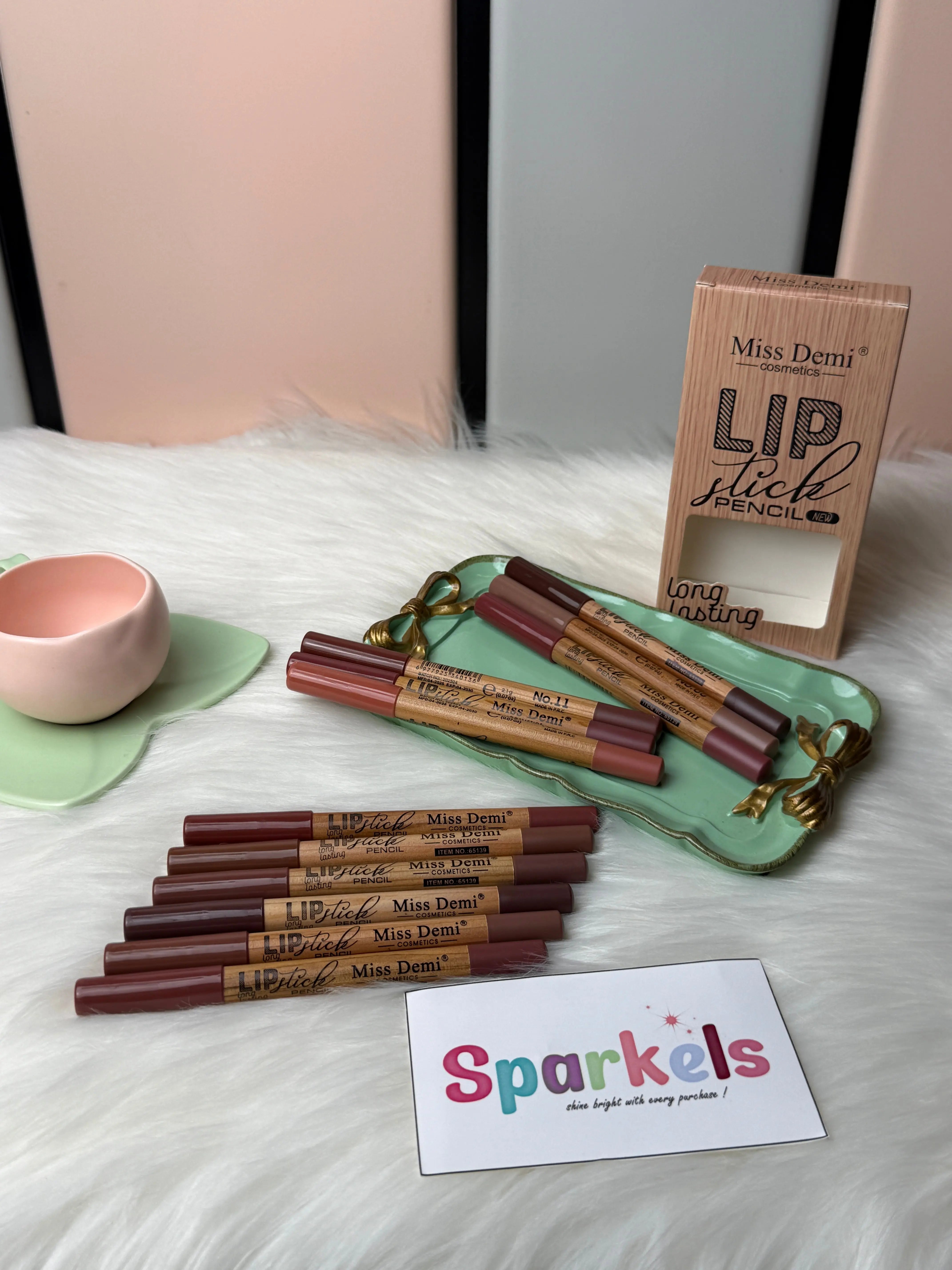 Miss Demi Lipstick Pencil Matte Long-Lasting Lip Crayon (Multiple Shades) Sparkels  Sparkels