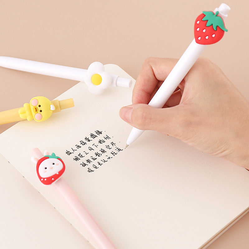 Cute Cartoon Retractable Gel Pen Black Ink Writing Pen for Kids School Supplies