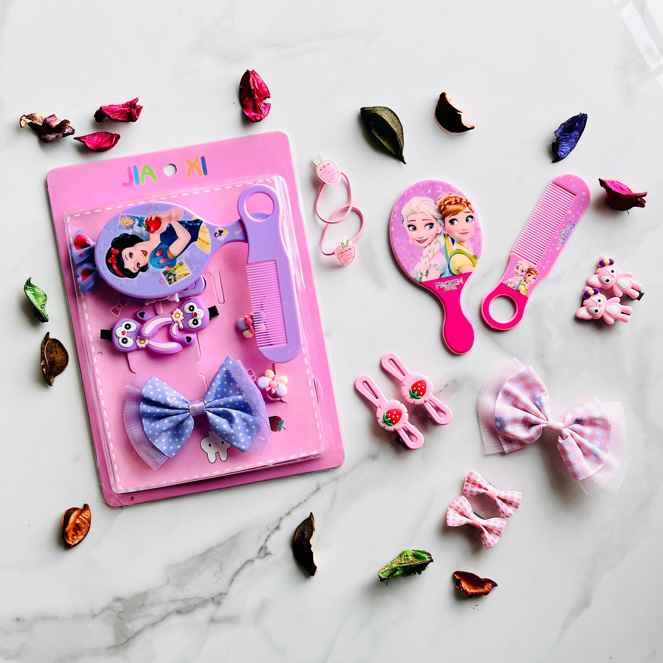 Barbie & Frozen Theme Edition Hair Accessory Set 10-Piece Gift Pack for Girls