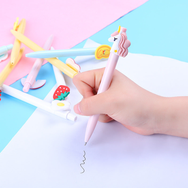 Cute Cartoon Retractable Gel Pen Black Ink Writing Pen for Kids School Supplies