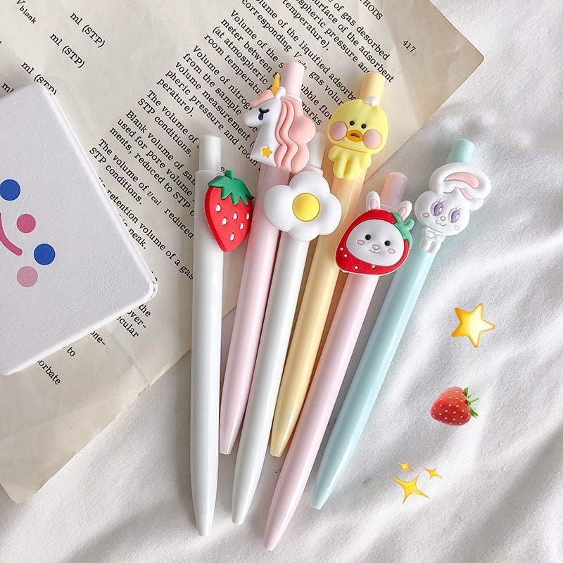 Cute Cartoon Retractable Gel Pen Black Ink Writing Pen for Kids School Supplies