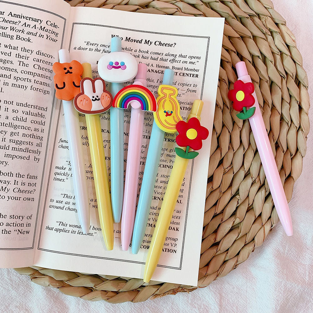 Cute Cartoon Retractable Gel Pen Black Ink Writing Pen for Kids School Supplies
