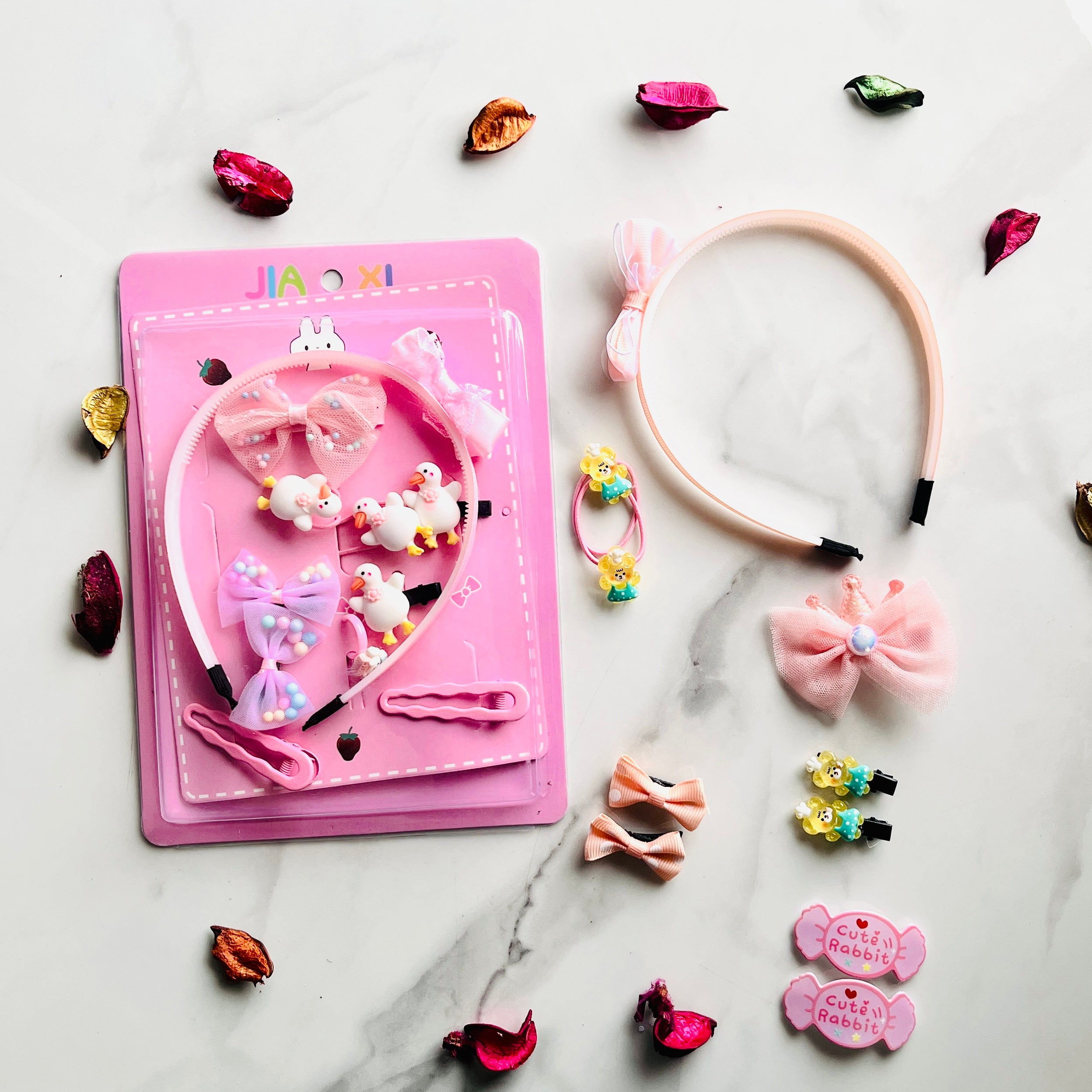 Hairband & Clip Set Cute Duck & Teddy Bear Edition