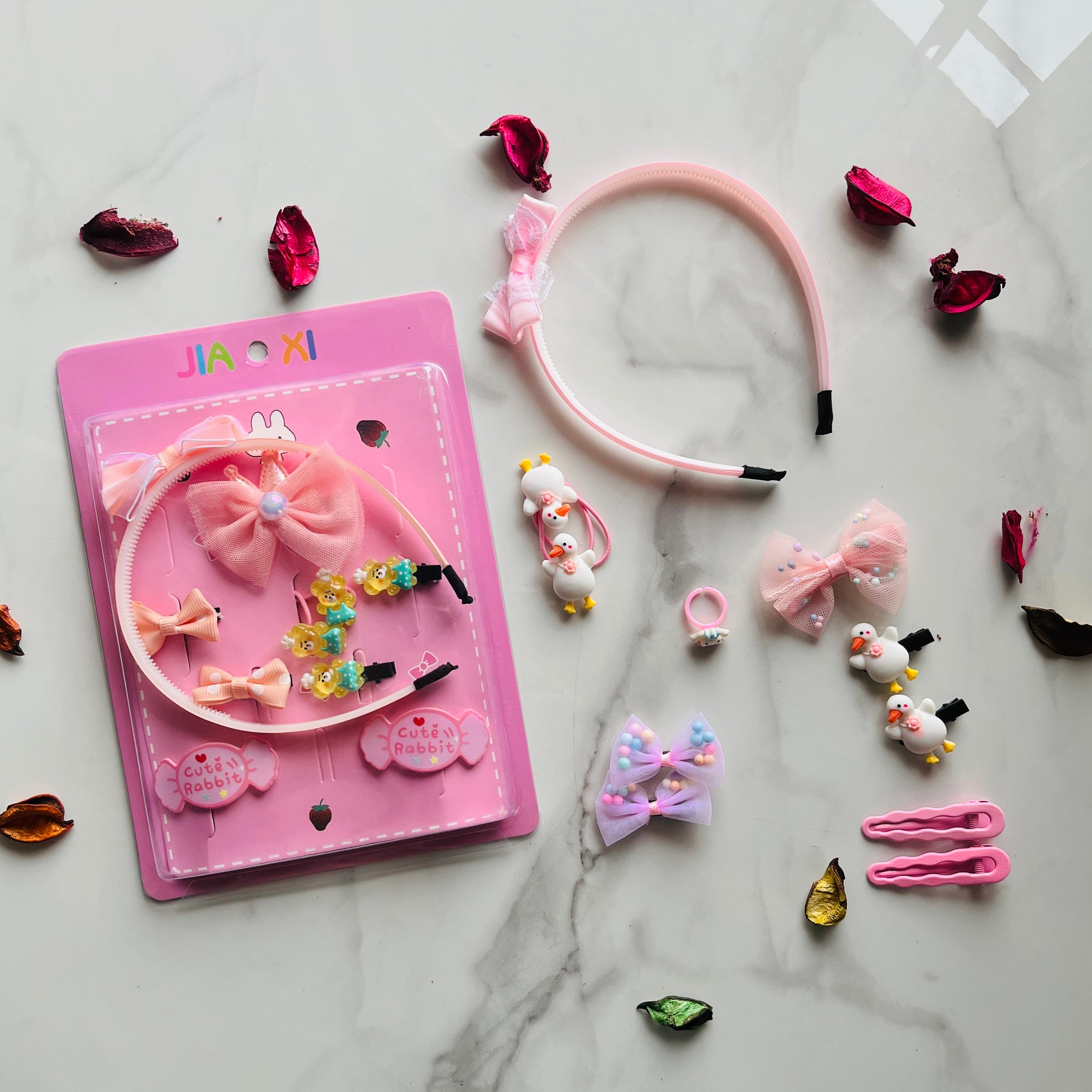 Hairband & Clip Set Cute Duck & Teddy Bear Edition
