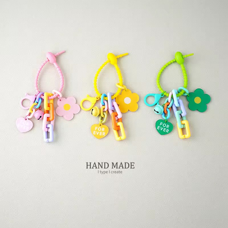 Candy Color Sunflower Keychain  Cute Plastic Bag Pendant & Car Key Ring Accessory
