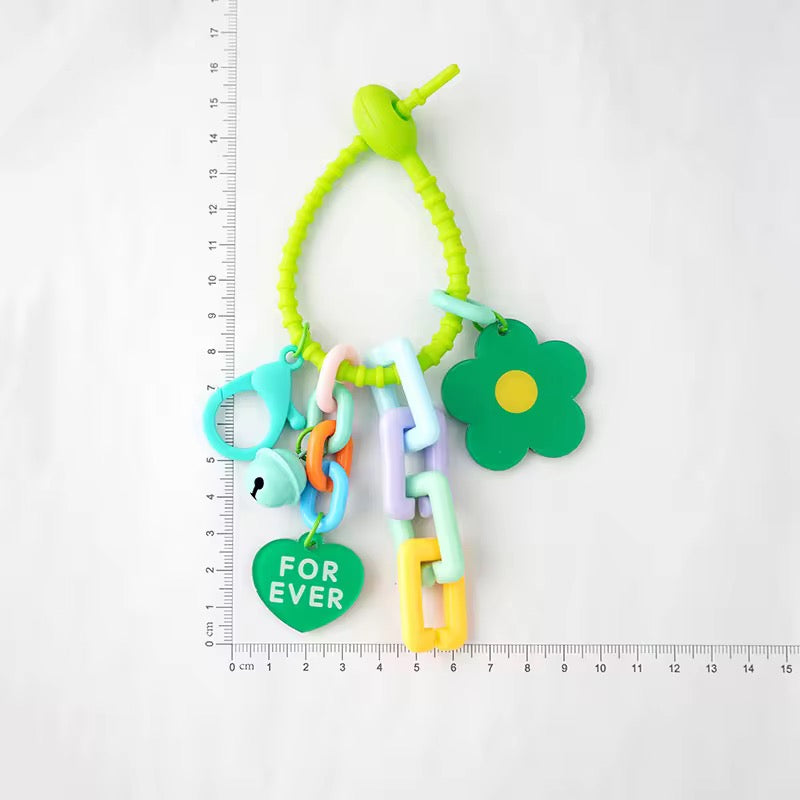 Candy Color Sunflower Keychain  Cute Plastic Bag Pendant & Car Key Ring Accessory