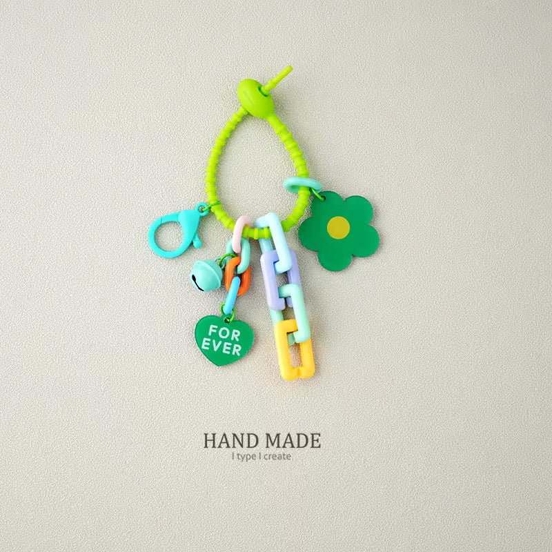 Candy Color Sunflower Keychain  Cute Plastic Bag Pendant & Car Key Ring Accessory