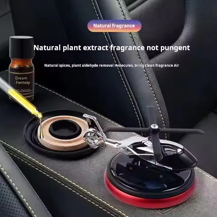 New Solar Powered Car Air Freshener Helicopter Style Liquid Perfume Diffuser Energy Efficient & Stylish Car Decor