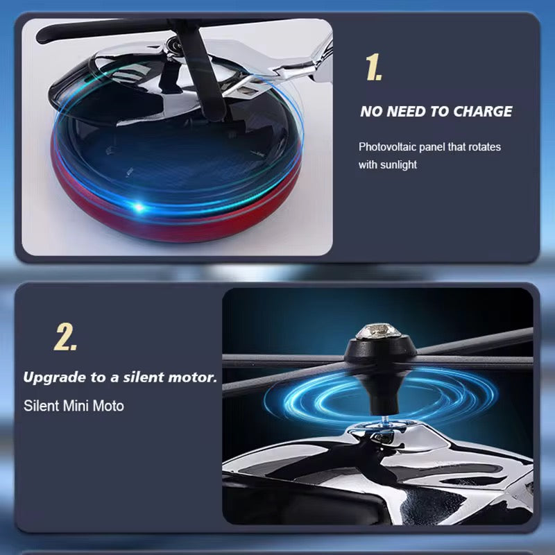 New Solar Powered Car Air Freshener Helicopter Style Liquid Perfume Diffuser Energy Efficient & Stylish Car Decor