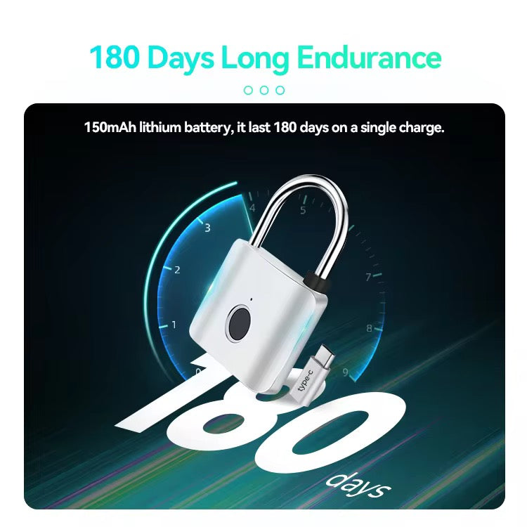 Fingerprint Smart Padlock  Biometric Lock for Travel Luggage, Gym Lockers, Cabinets & Backpacks