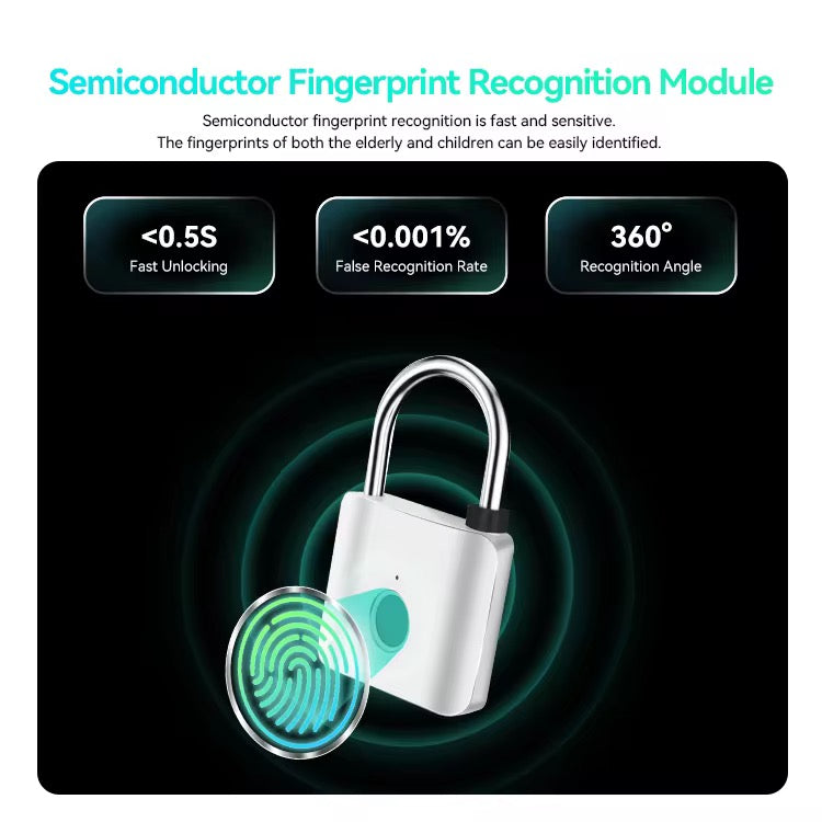 Fingerprint Smart Padlock  Biometric Lock for Travel Luggage, Gym Lockers, Cabinets & Backpacks
