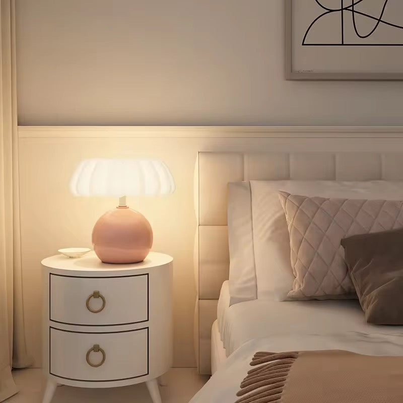Modern Mushroom Table Lamp Ceramic & Iron Desk Lamp for Living Room & Bedroom Eye Protection Night Light