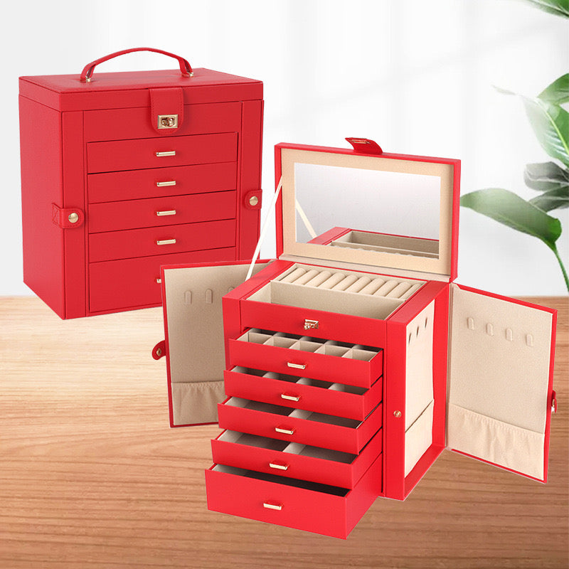 Delicate Multi layer Jewelry Box with Lock Large Capacity Necklace Earrings Organizer Storage New