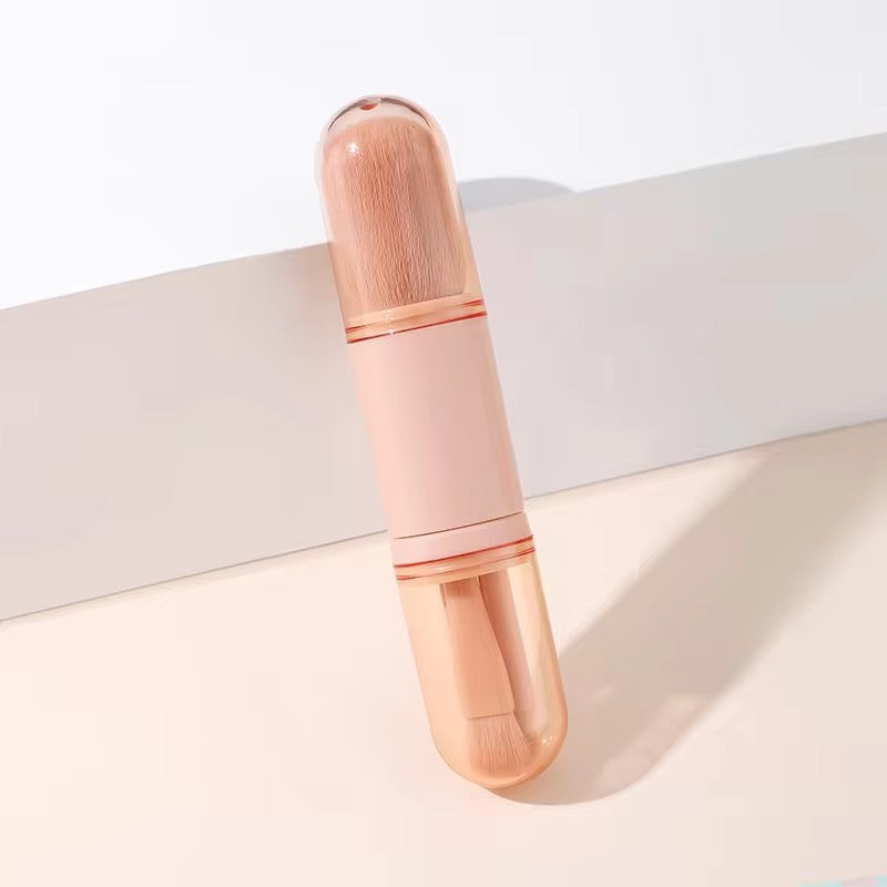 Portable Makeup Brush Telescopic Loose Powder & Eye Brush Set with PVC Lid  Travel Beauty Tool