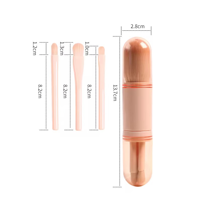 Portable Makeup Brush Telescopic Loose Powder & Eye Brush Set with PVC Lid  Travel Beauty Tool