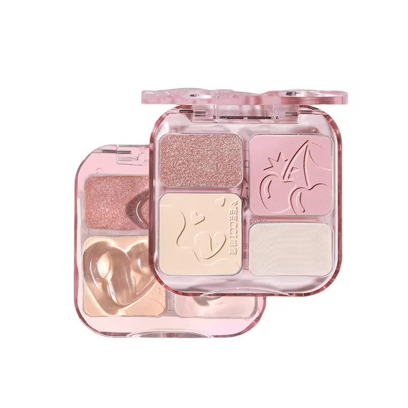 High Pigment Shimmer Pressed Powder Palette Face Highlighter & Contour Kit Comprehensive Glow & Sculpt Makeup