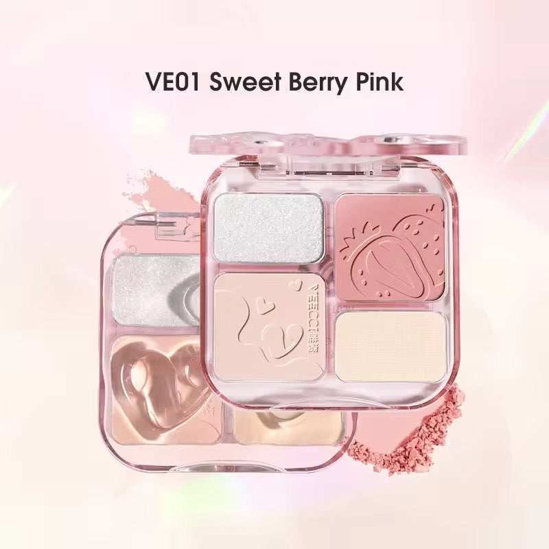 High Pigment Shimmer Pressed Powder Palette Face Highlighter & Contour Kit Comprehensive Glow & Sculpt Makeup