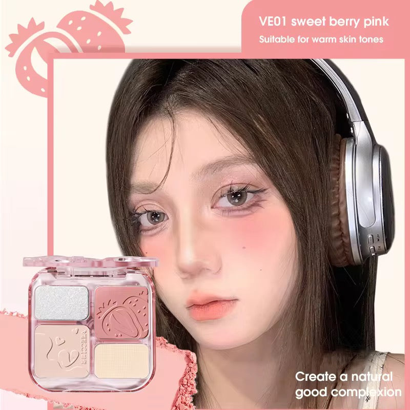 High Pigment Shimmer Pressed Powder Palette Face Highlighter & Contour Kit Comprehensive Glow & Sculpt Makeup