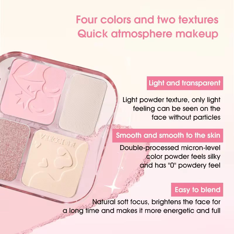 High Pigment Shimmer Pressed Powder Palette Face Highlighter & Contour Kit Comprehensive Glow & Sculpt Makeup