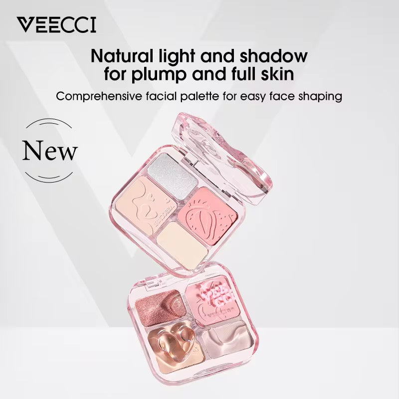 High Pigment Shimmer Pressed Powder Palette Face Highlighter & Contour Kit Comprehensive Glow & Sculpt Makeup